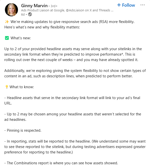 Ginny Marvin RSAS Update